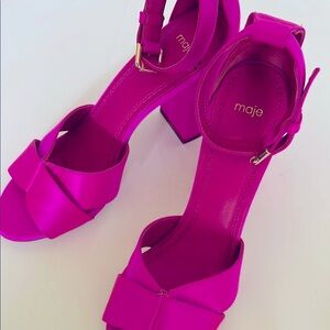 Maje Fluo Forigama Satin Ankle Strap Sandals - Sz 9 1/2 US